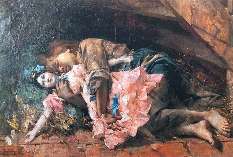 Козетта с куклой, холст, масло. Автор Леон Франсуа Комер.