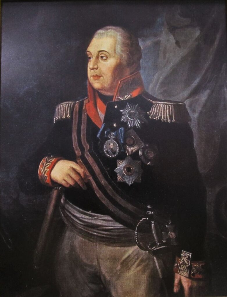 Последний прижизненный портрет М. И. Кутузова, изображённого с лентой ордена Святого Георгия 1-й степени. Р. М. Волков, 1813 г.