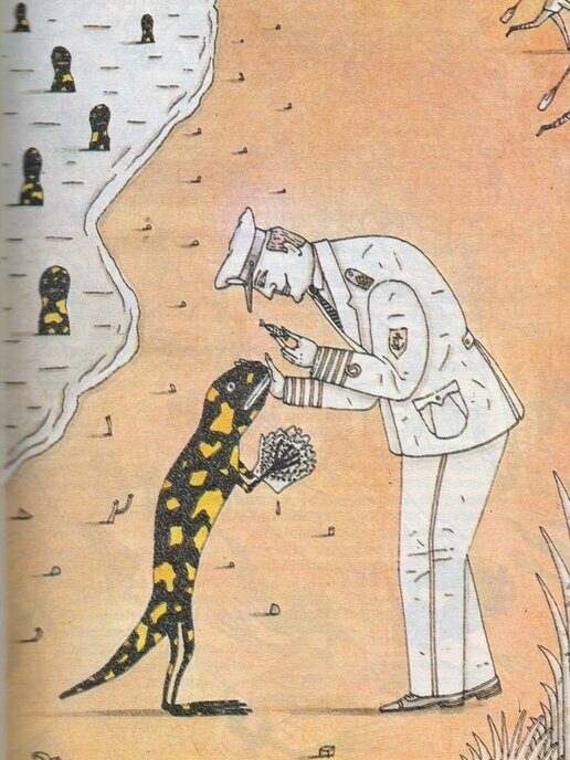 Иллюстрация к роману Карела Чапека «Война с саламандрами»
