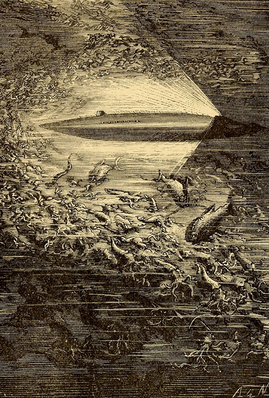«Наутилус». Рисунок Альфонса де Невиля из первого иллюстрированного издания «Двадцать тысяч льё под водой»