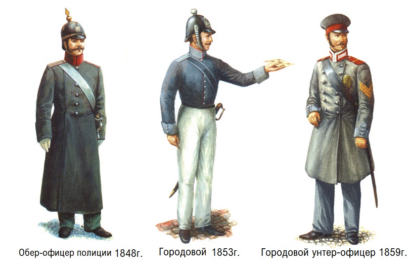 История полиции в Российской империи. Форма полицейских в середине 19 века