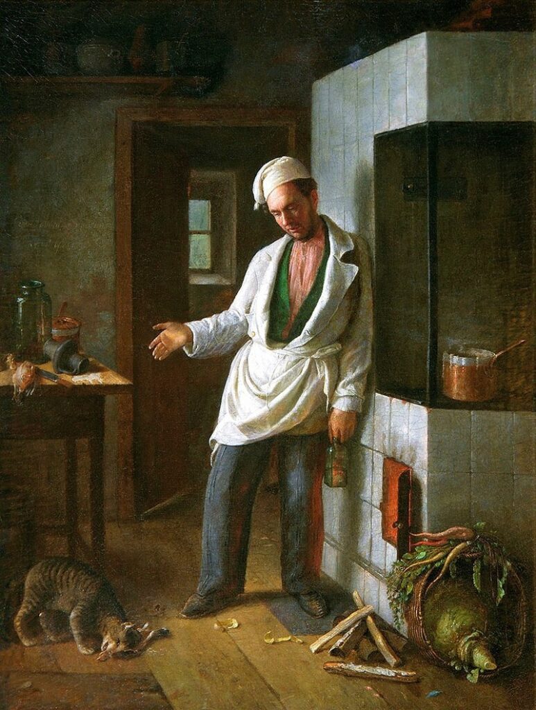 Сергей Иванович Грибков (1822-1893) - Кот и повар. Из басни И.А. Крылова (1854)
