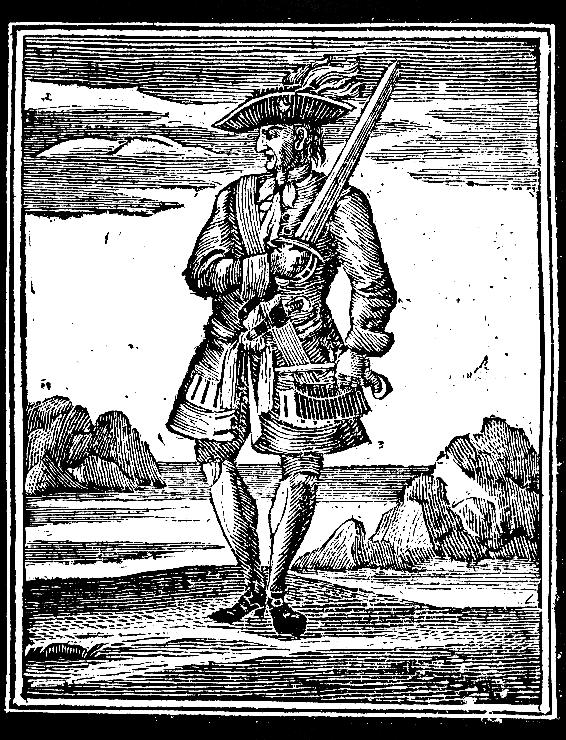 Джон Рэкхем, известный как «Калико Джек». Гравюра XVIII века из книги Чарльза Джонсона