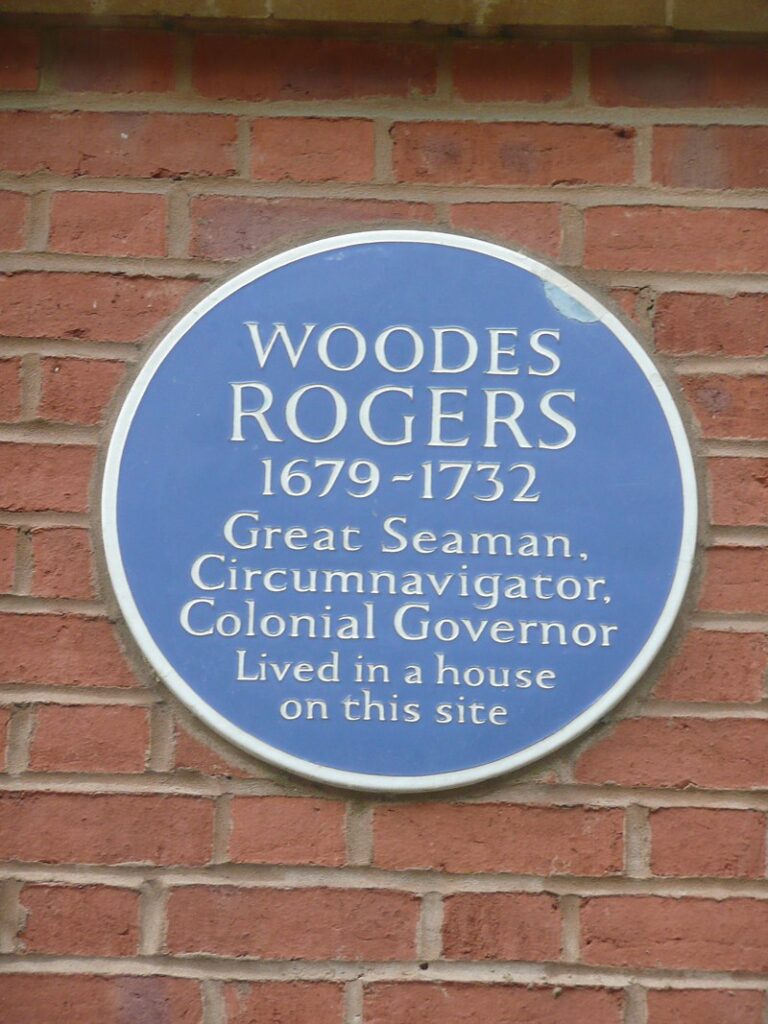 Вудс Роджерс: Мемориальная доска на месте резиденции Вудса Роджерса в Бристоле, Квин-сквер, 35