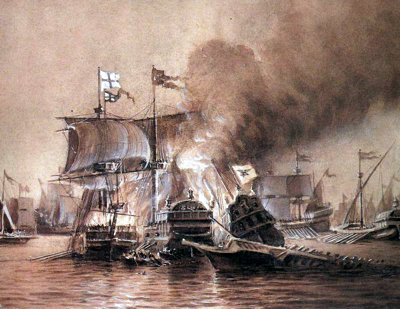 Современная иллюстрация морского сражения у Джербы.