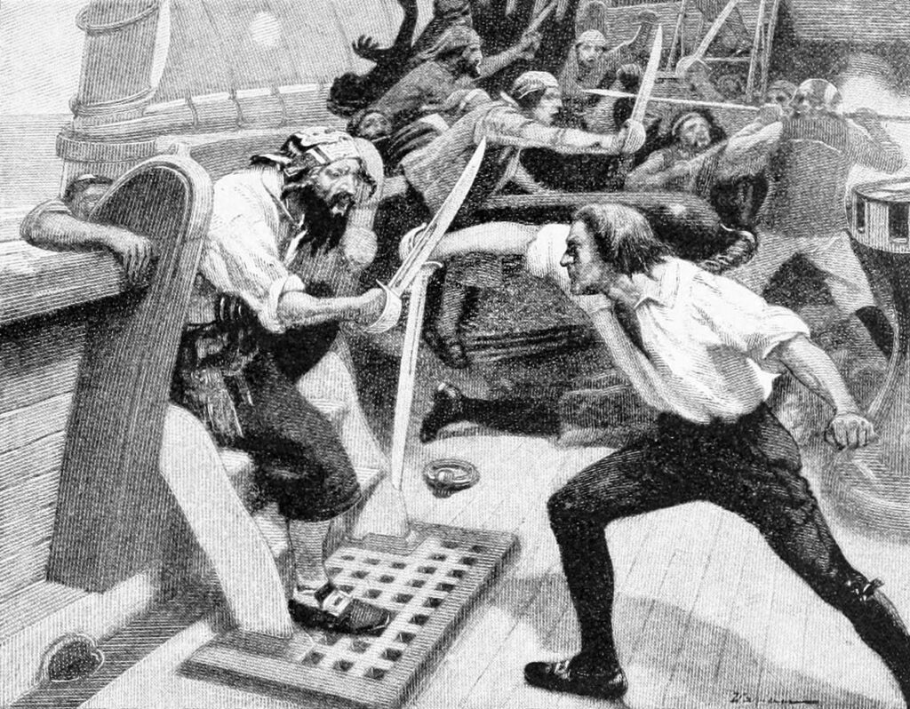Чёрная Борода берёт на абордаж корабли Мэйнарда, Джордж Эдмунд Вэриан, 1904