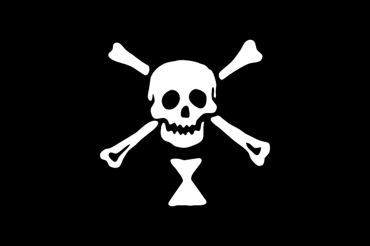 Флаг Эммануэля Уайнна  - первый пиратский флаг с черепом и костями