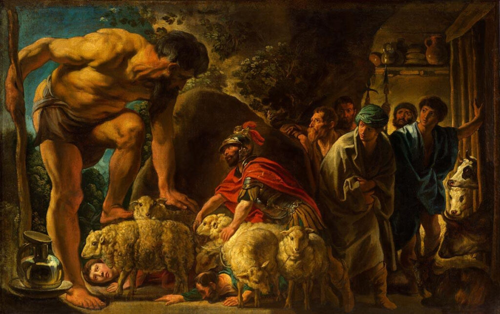 «Одиссея». Песнь девятая. Одиссей и Полифем. Картина Якоба Йорданса, первая половина XVII века