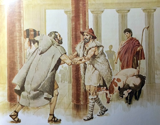 Одиссей снова встречается с Эвмеем